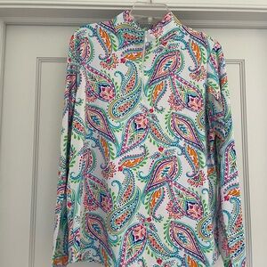 IBKUL Colorful Paisley Long Sleeve Golf Shirt XL Like New